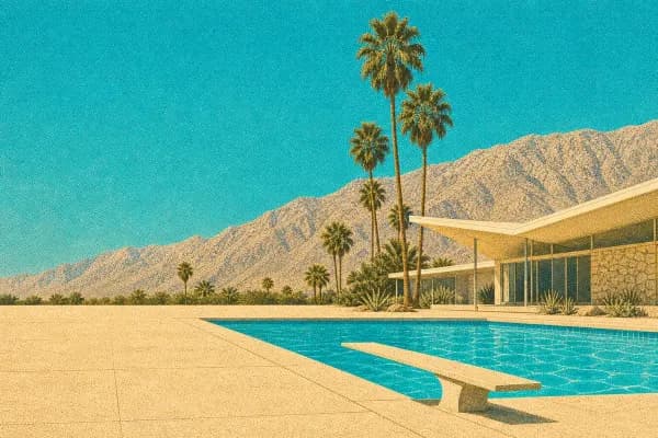 A mid-century Palm Springs pool at noon