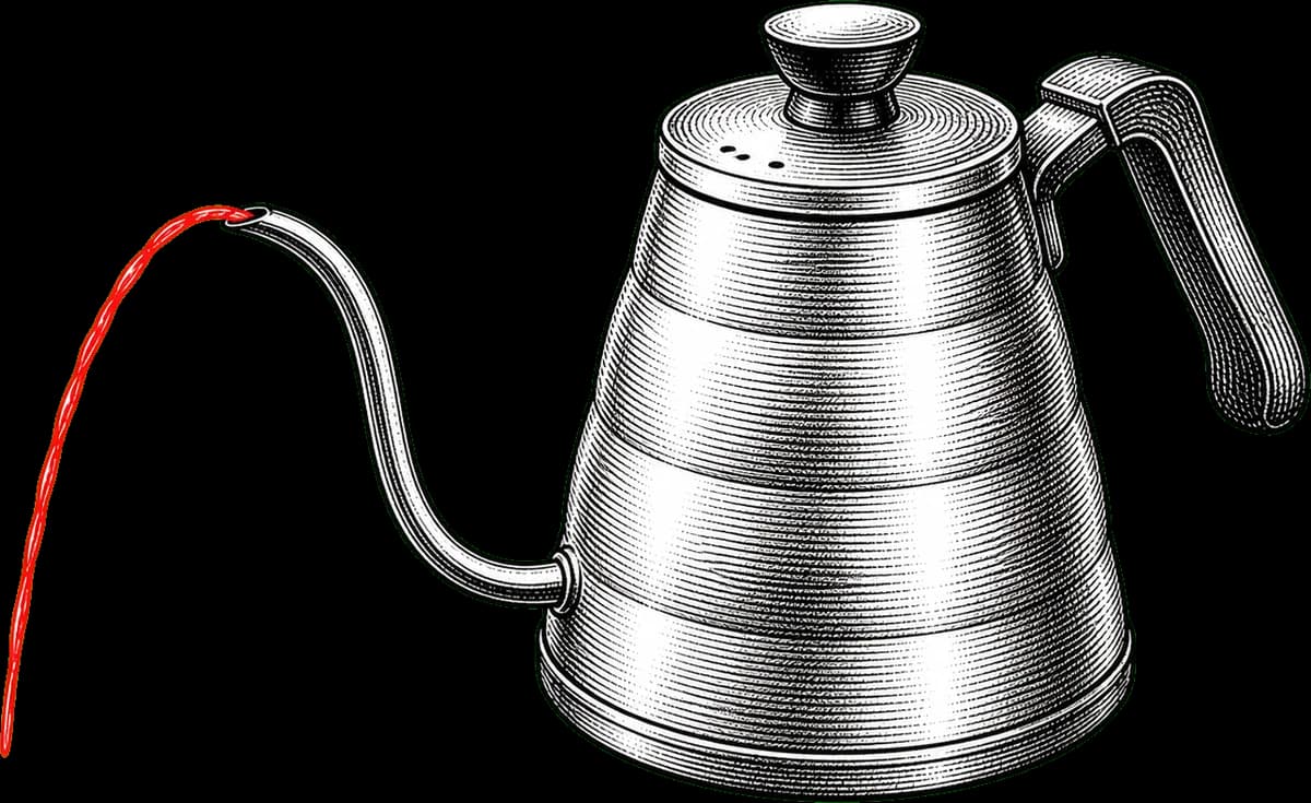 A gooseneck kettle pouring