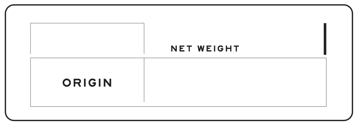 Archived blank Bear State coffee label with fields for origin and net weight